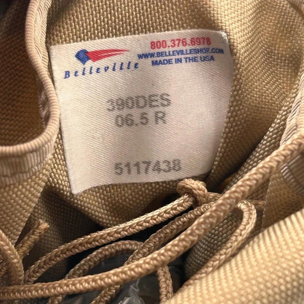 Belleville 390DES Hot Weather Tan Suede Military Combat Boots Mens 6.5 R Vibram